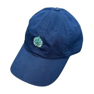 Navy Blue Leaf Embroidered Cap